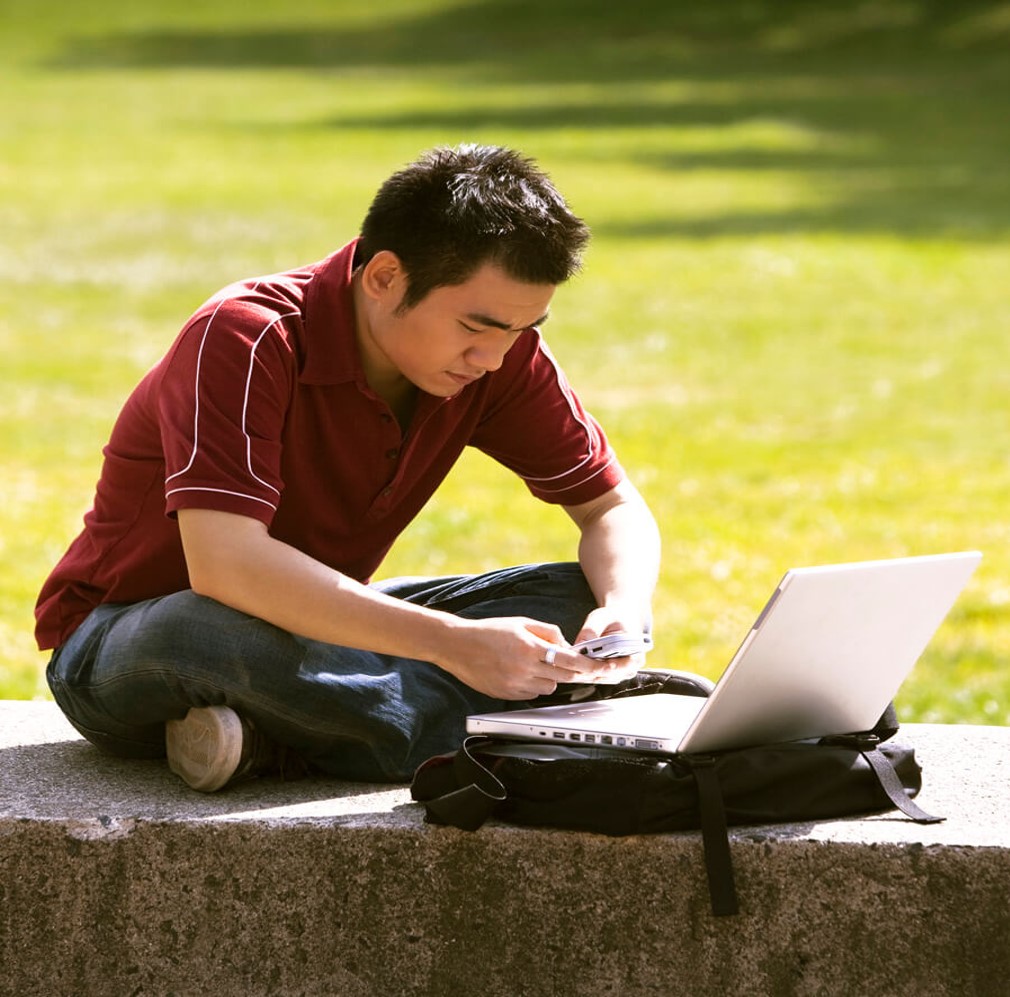 student using a laptop